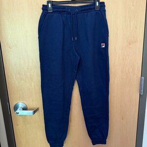 FILA Navy Blue Embroidered Logo Joggers Size Small